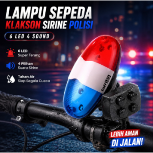 APAJA Lampu Depan Sepeda LED Klakson Sirine Polisi 4 Sound